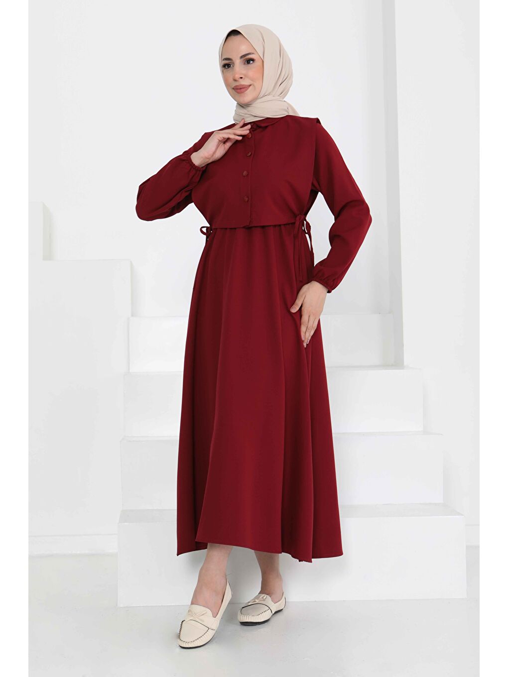 İkili Elbise Takım Bordo - 27184-2