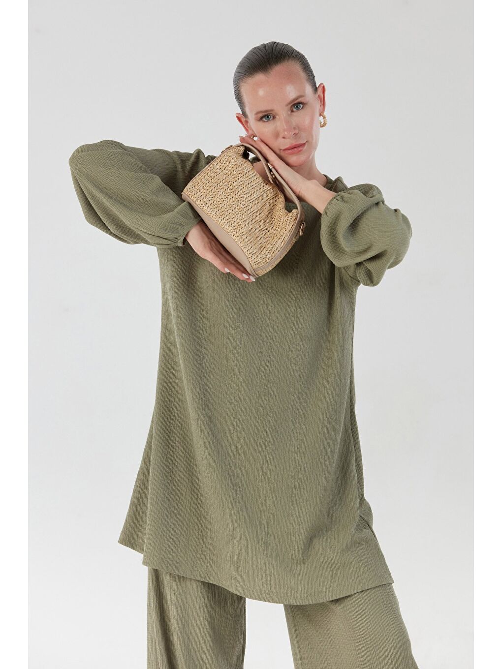 Turkuaz Fullamodest Bürümcük Kumaş 2 Li Takım-1