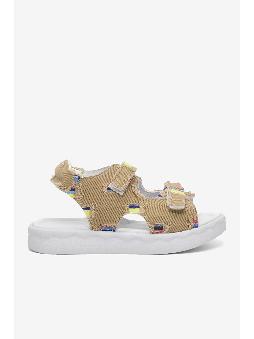 Sarı Çocuk Unisex Gold Rahat Kalıp Renk Desenli Çift Cırtlı Sandalet-4