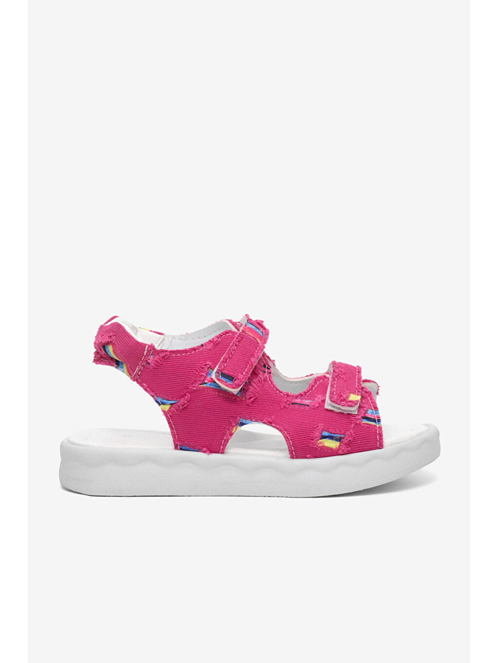 Çocuk Unisex Fuşya Rahat Kalıp Renk Desenli Çift Cırtlı Sandalet-3