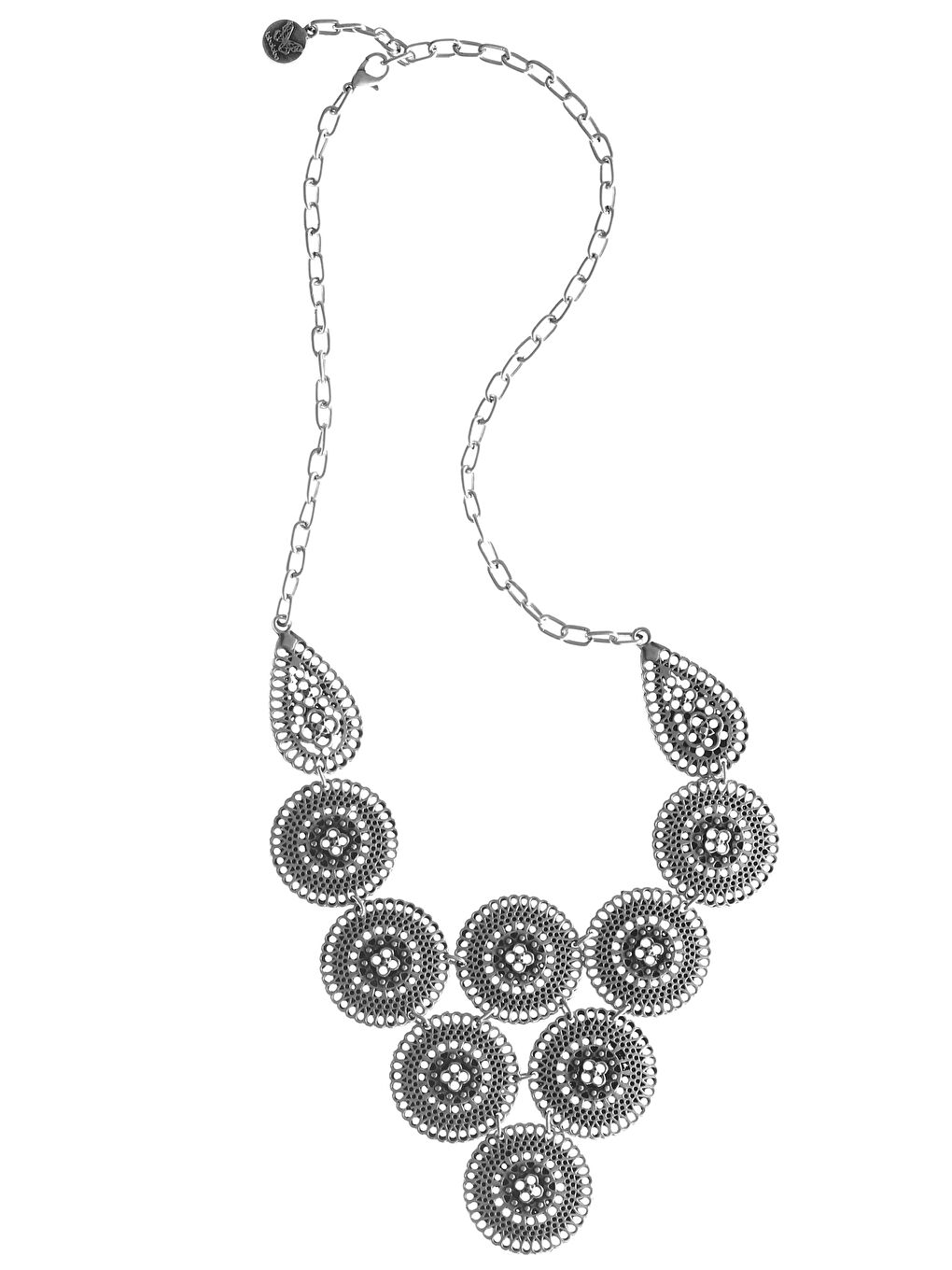 Gri Kadın Antik Gümüş Kaplama Kolye-1