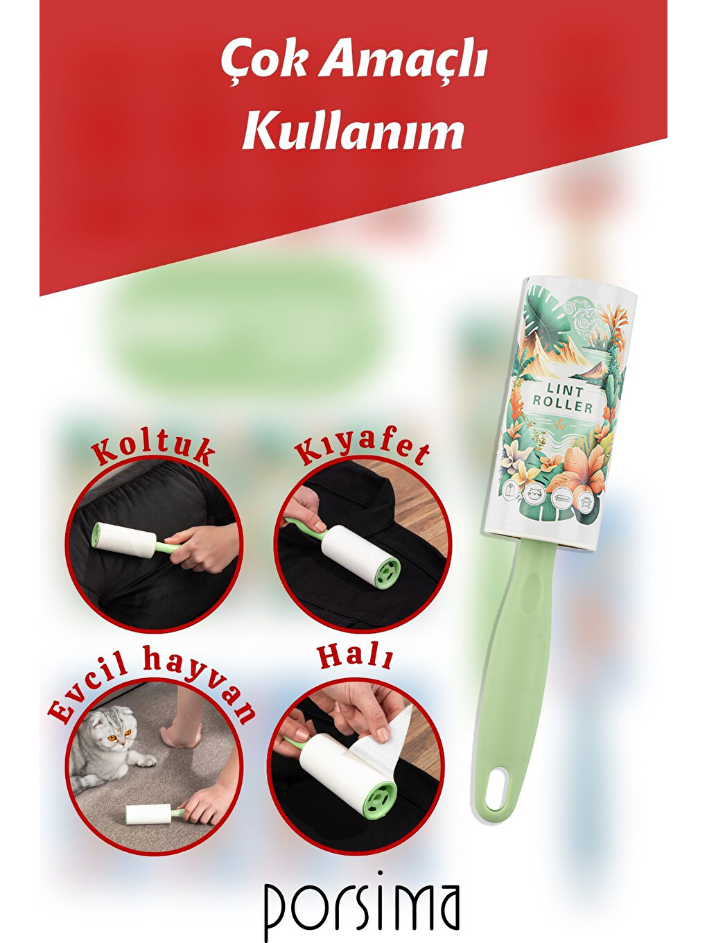Kedi Köpek Tüy Toplayıcı 1 Adet Aparat + 13 Adet Yedek Rulo 390 Yaprak-2