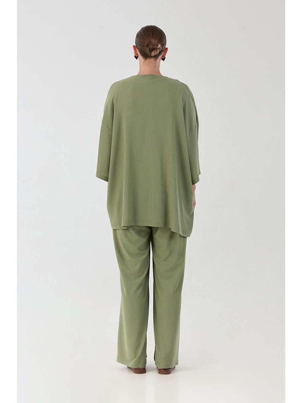 Yeşil Bürümcük Kumaş Şal Yaka 3 Lü Takım-3