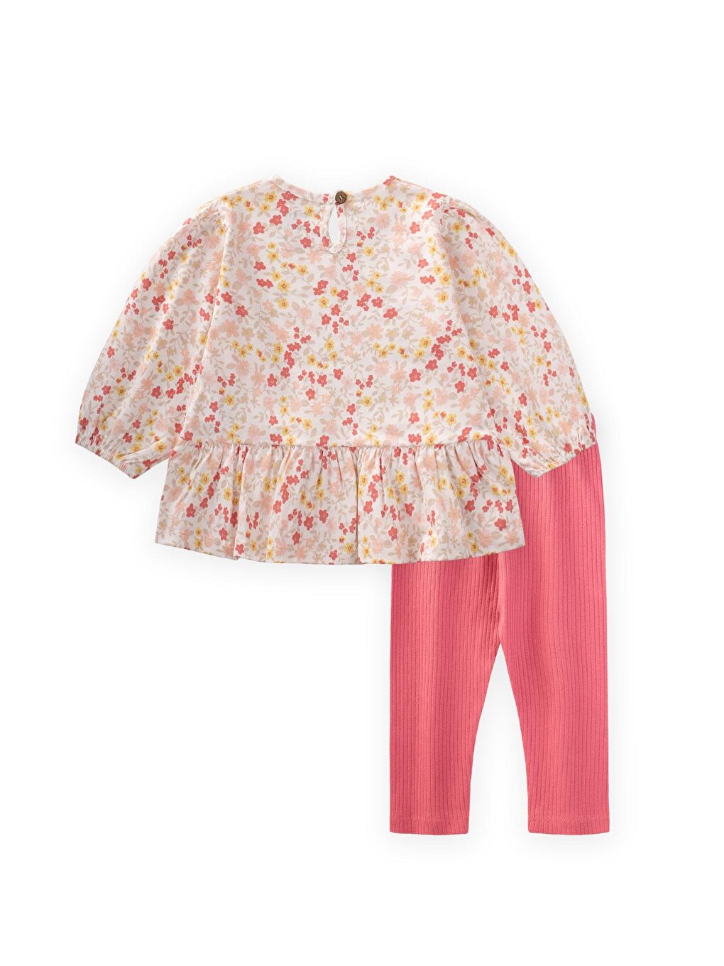 Ekru Kız Çocuk Uzun Kollu Desenli Takım-1