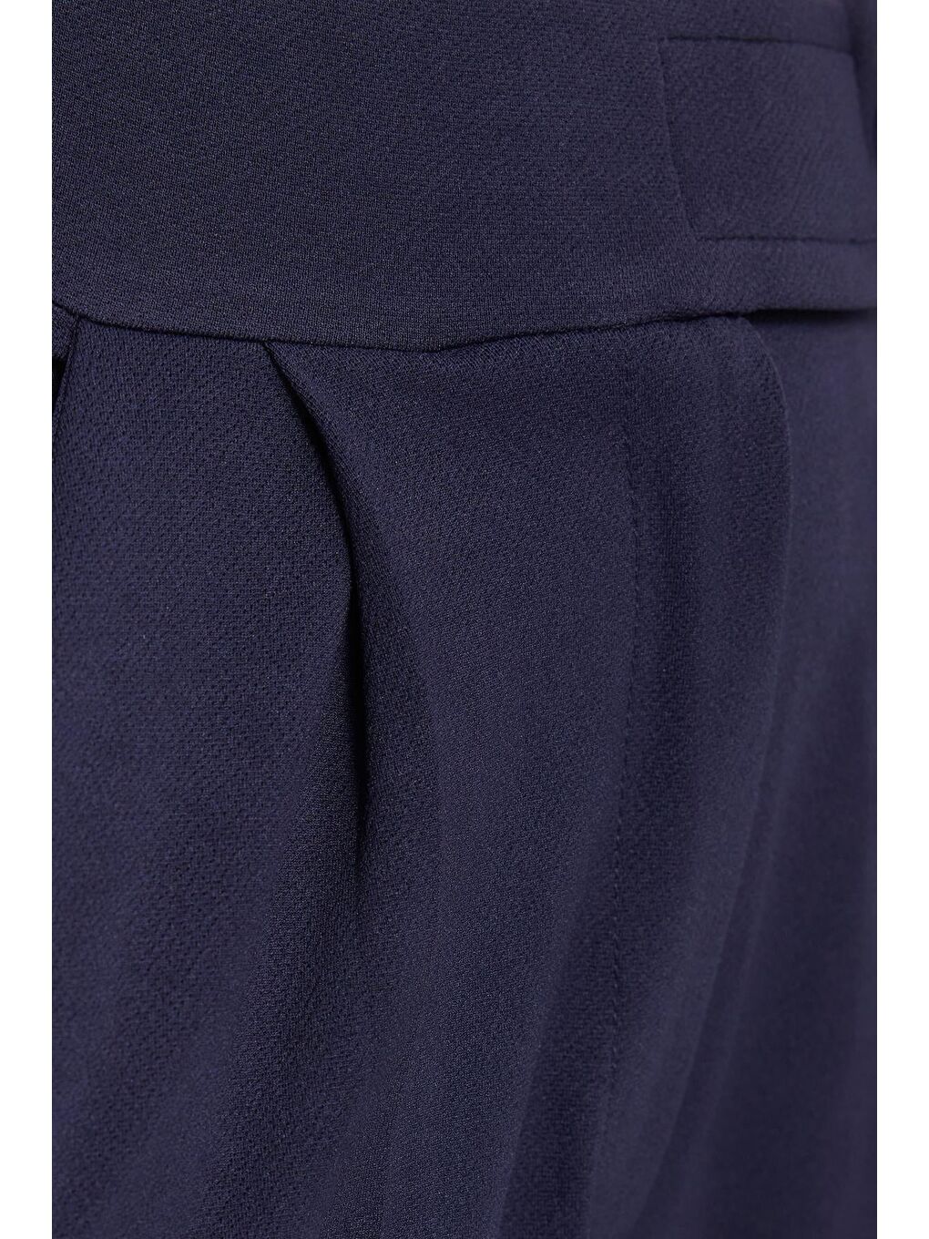 Kadın Regular Fit Klasik Kesim Cırt Kapamalı Geniş Paça Lacivert Pantolon-5