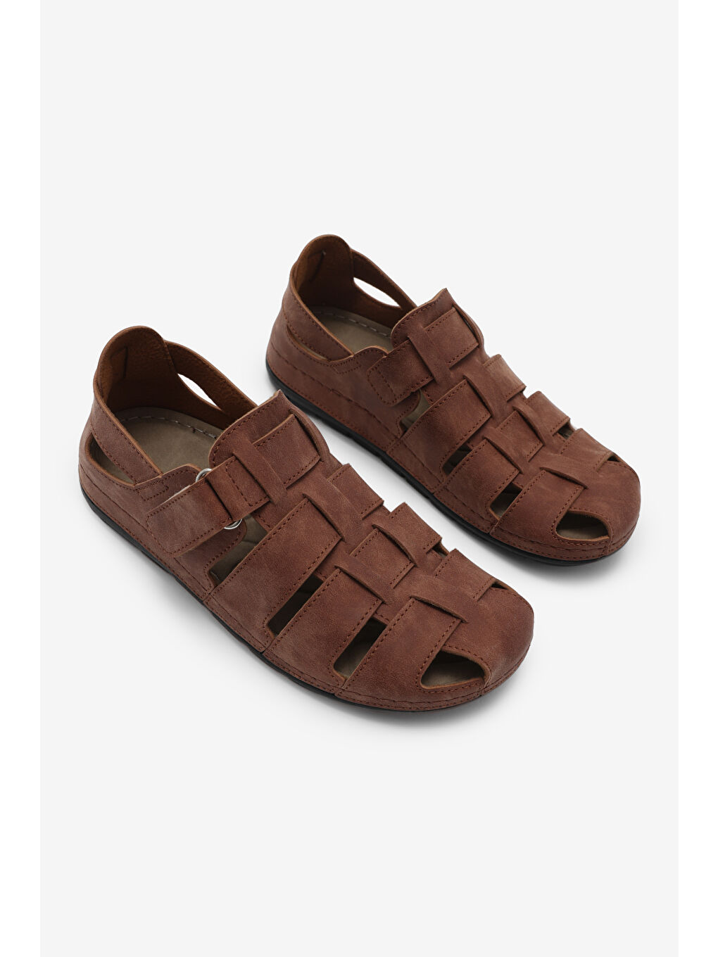 Kahverengi Erkek Taba Rahat Kalıp Poli Taban Kapalı Sandalet-2