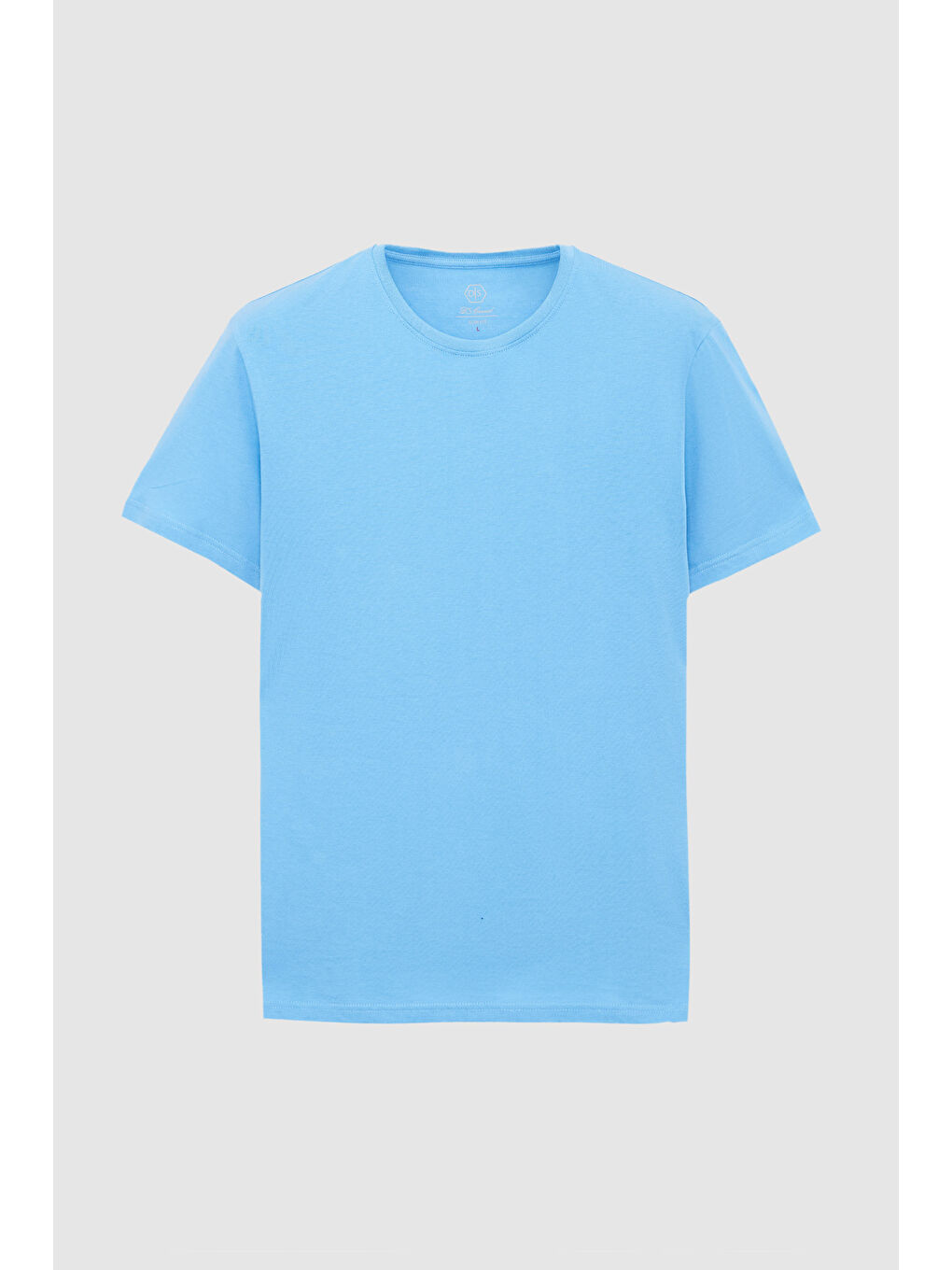 Slim Fit Açık İndigo Bisiklet Yaka %100 Pamuklu Nefes Alabilen T-Shirt-4