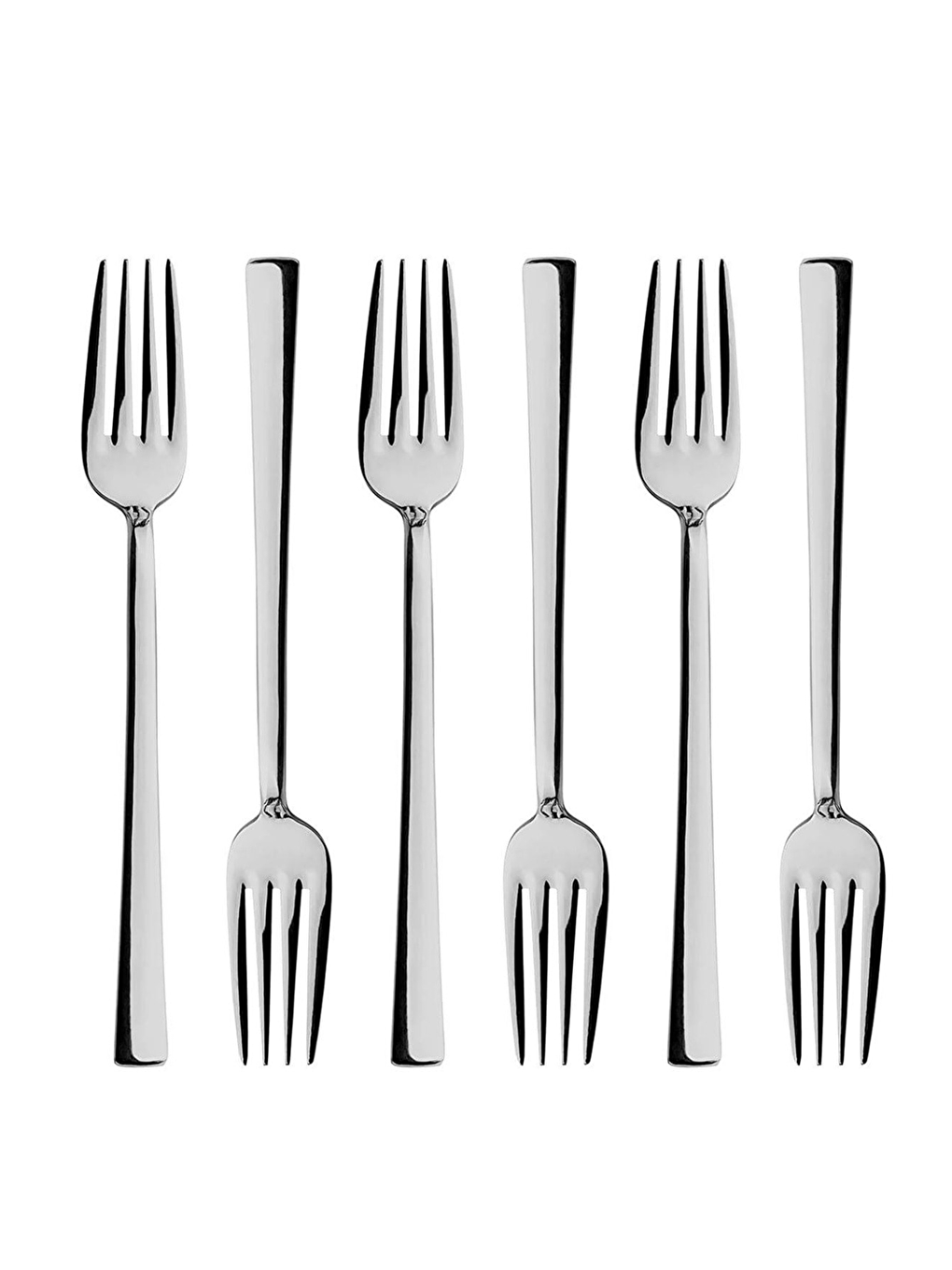 Gri Lüks 6 Parça Gümüş Renk Yemek Çatalı Takımı-1