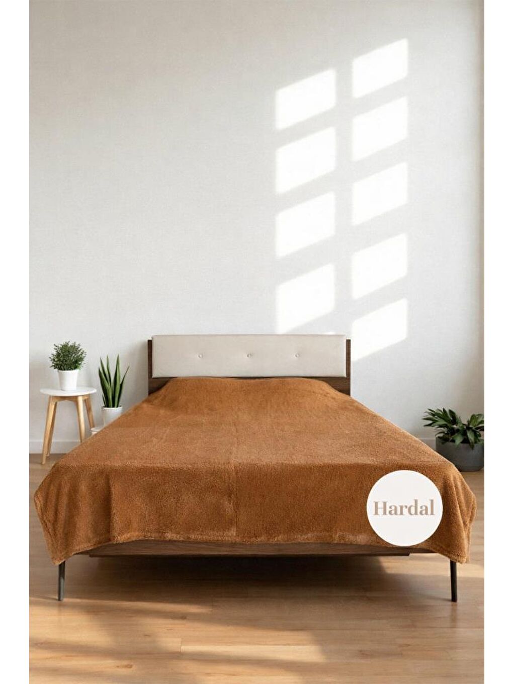 Sarı Welsoft Çift Kişilik Battaniye 200x220 cm Hardal