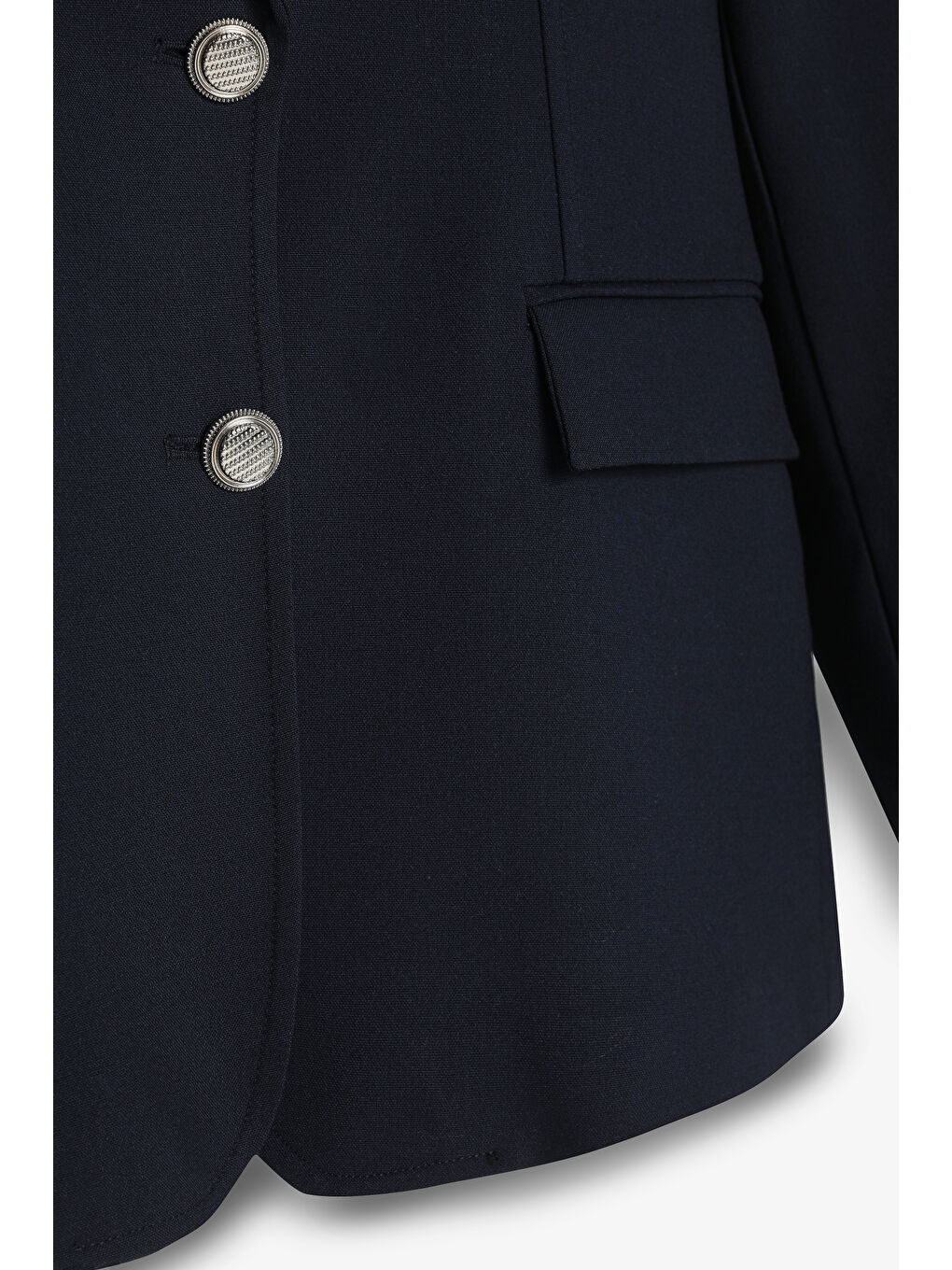 Kapak Cepli Düz Kesim Düğmeli Blazer Ceket Lacivert-1