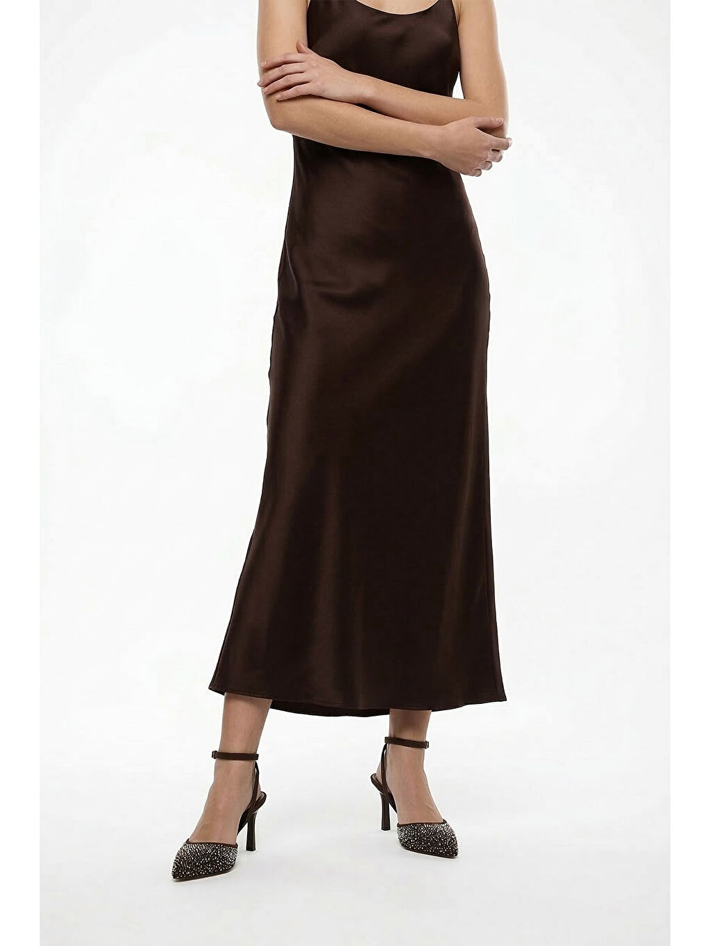 Kahverengi Kadın KAHVERENGİ Bilekten Bağlı İnce Topuklu Ayakkabı-2