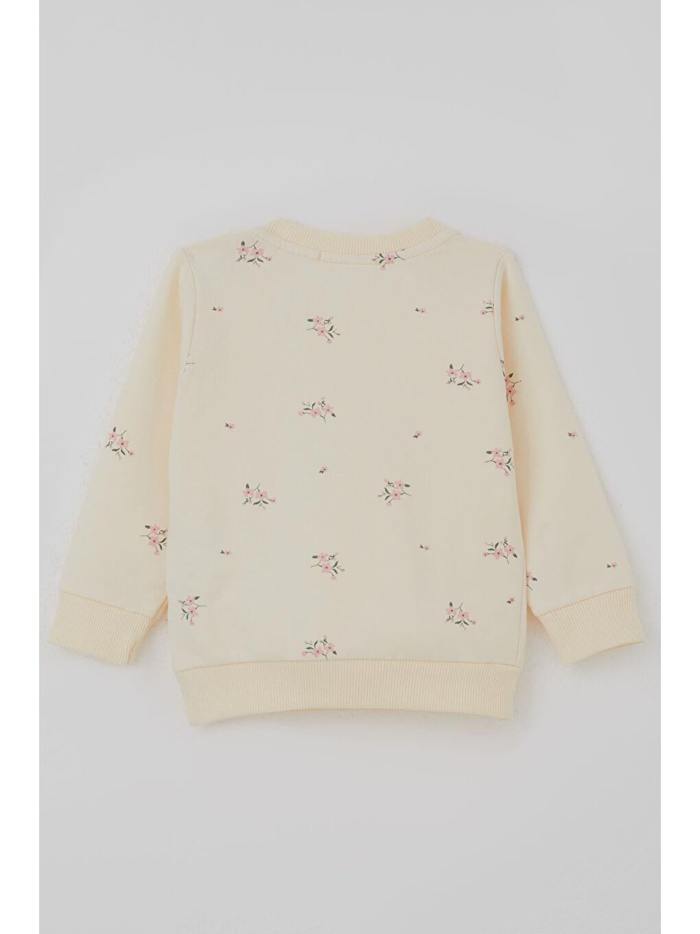 Ekru Kız Bebek Eşofman Takımı Pembe Çiçek Desenli Krem (6 Ay-2 Yaş)-3