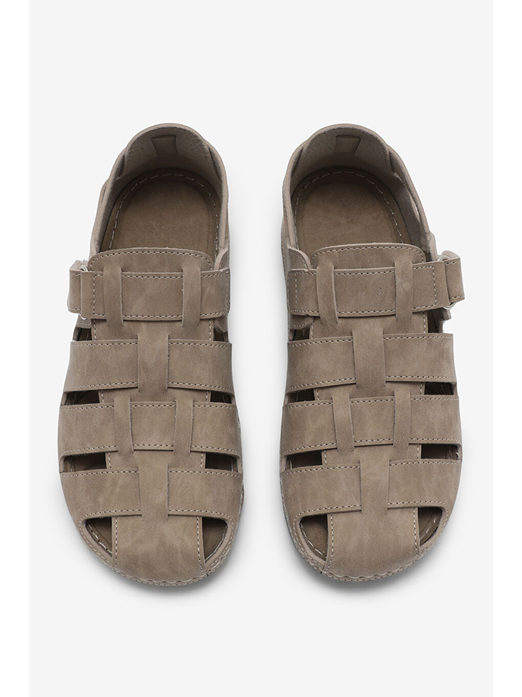 Erkek Bej Rahat Kalıp Poli Taban Kapalı Sandalet-2