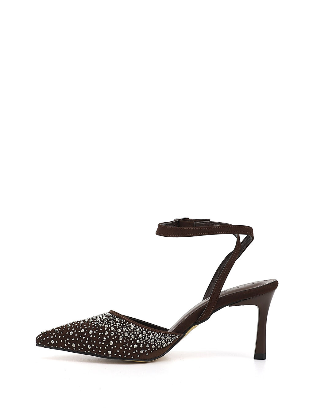 Kahverengi Kadın KAHVERENGİ Bilekten Bağlı İnce Topuklu Ayakkabı-4