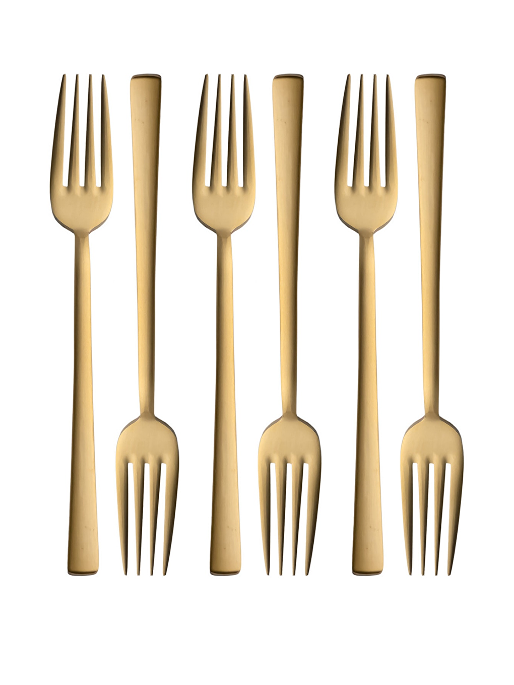 Sarı Mat Gold Yemek Çatal Seti 6 Adet-2