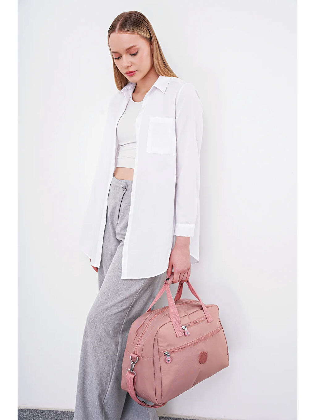 Pembe Fermuar Detaylı El Çantası BHPC6011-1