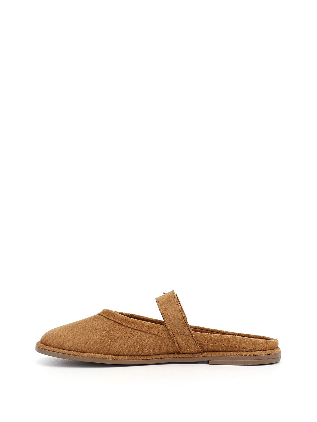 Kahverengi Kadın KAHVERENGİ-TABA Burunu Kapalı Tokalı Terlik-3