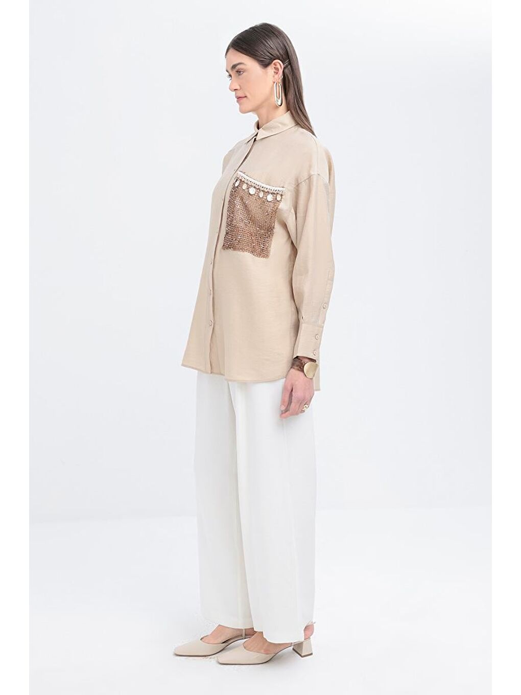 Bej-File Garnili Gömlek-3