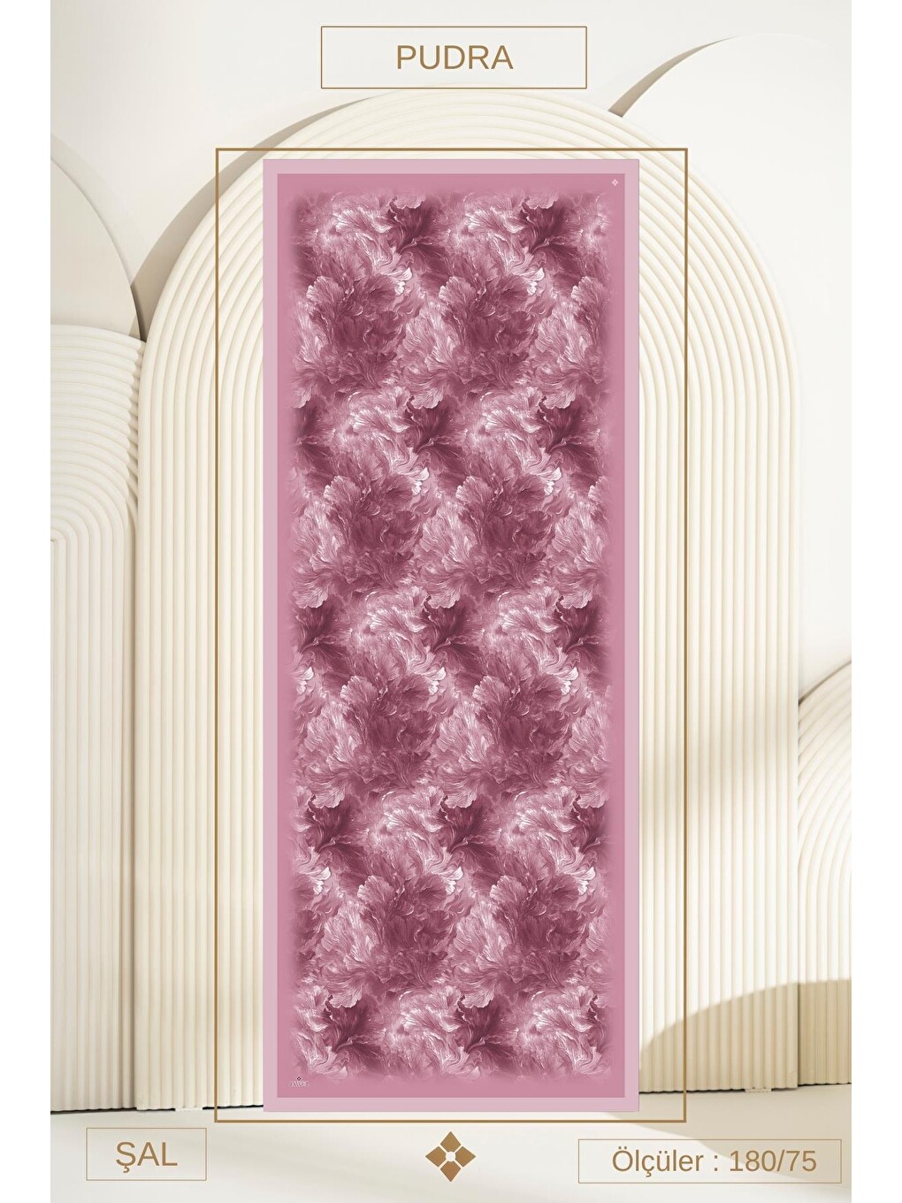 Pembe Desenli Kırışık Dokulu Bloom Soft Şal-1