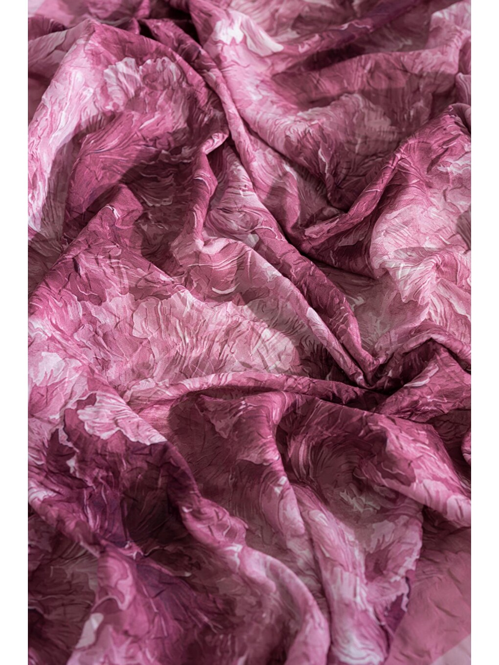 Pembe Desenli Kırışık Dokulu Bloom Soft Şal-3
