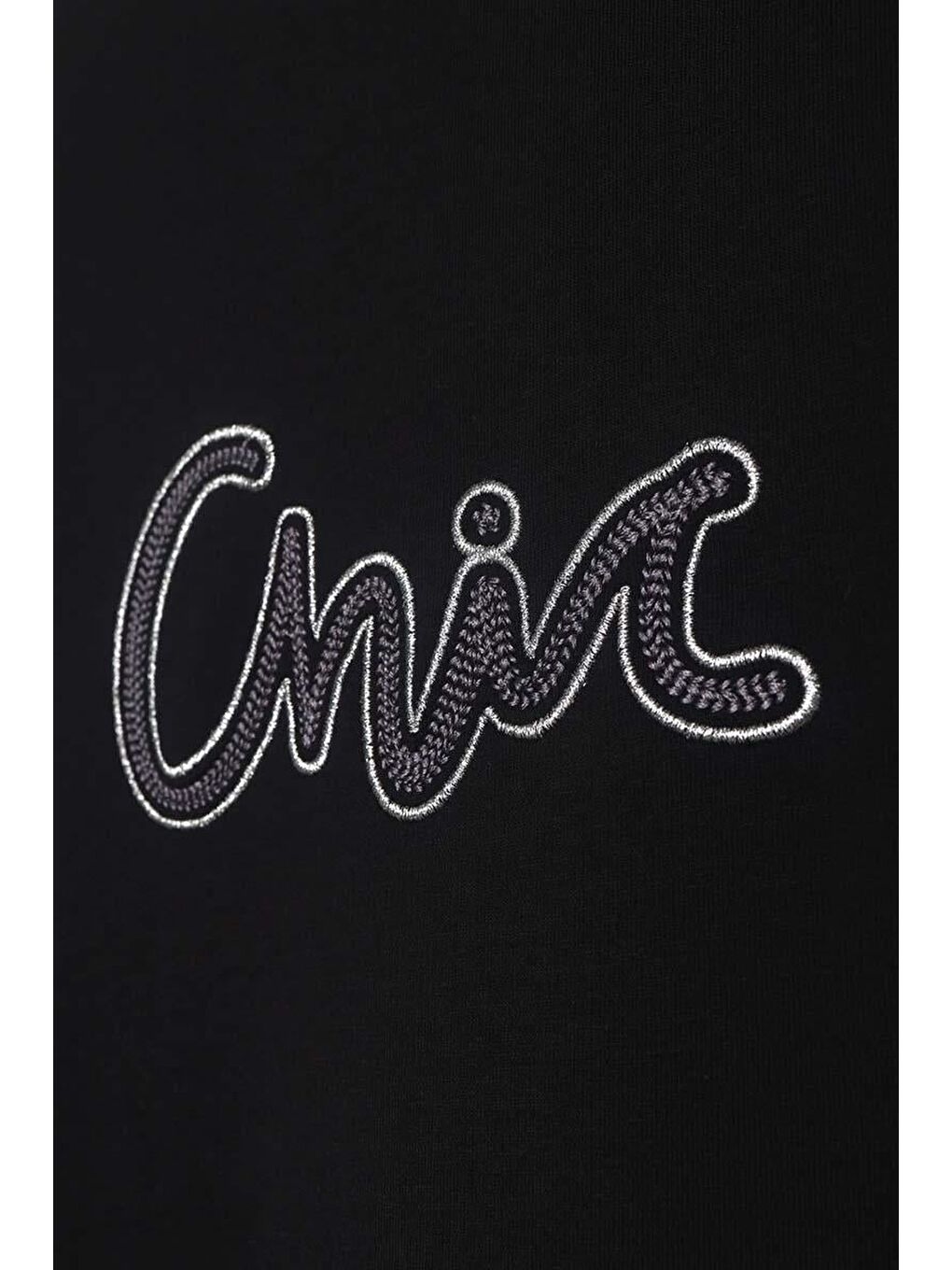 Siyah-Pamuklu Yandan Yırtmaçlı Nakışlı Sweat Tunik-5