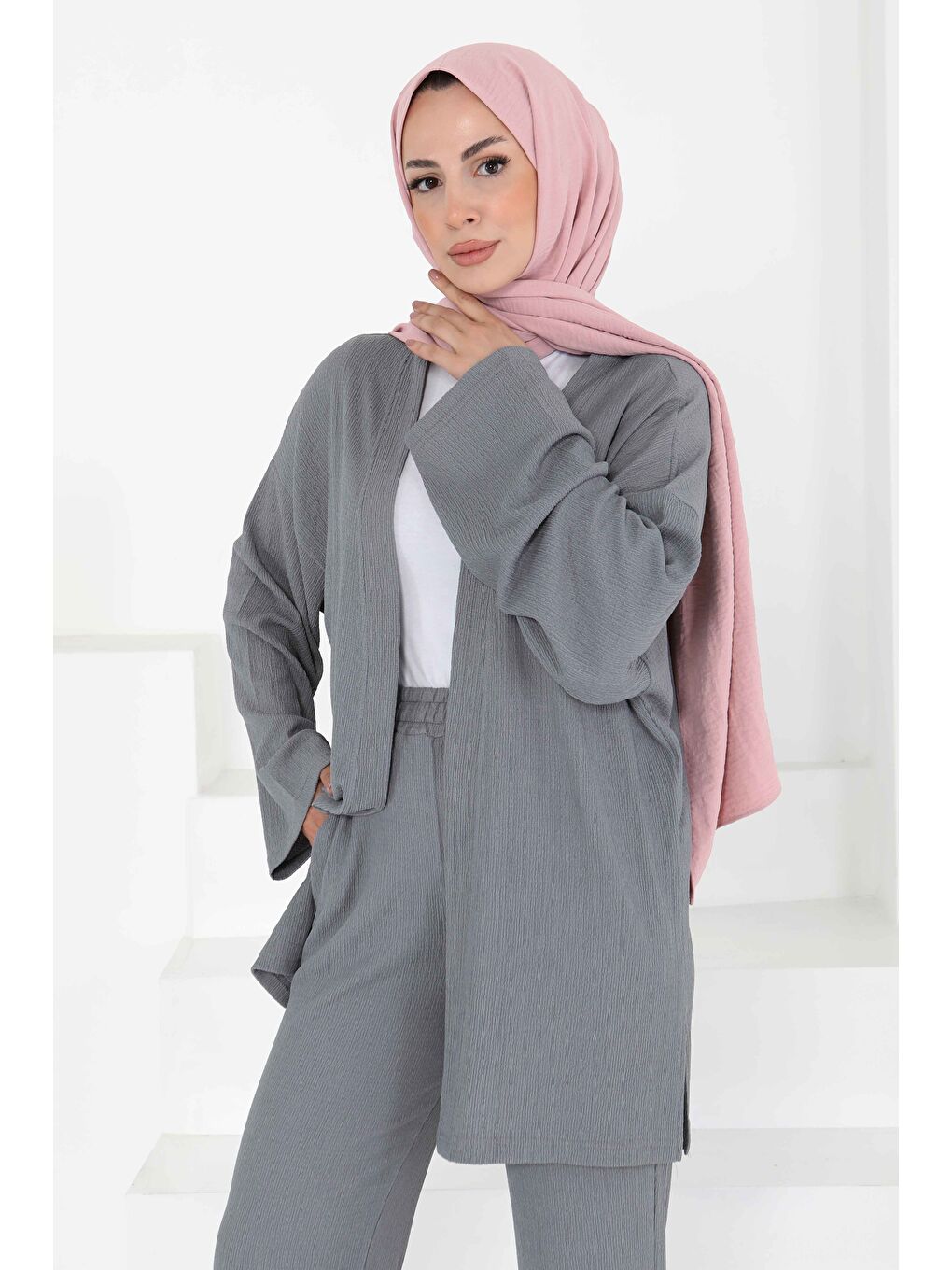 Cepli Kimono Takım Gri - 27131-1
