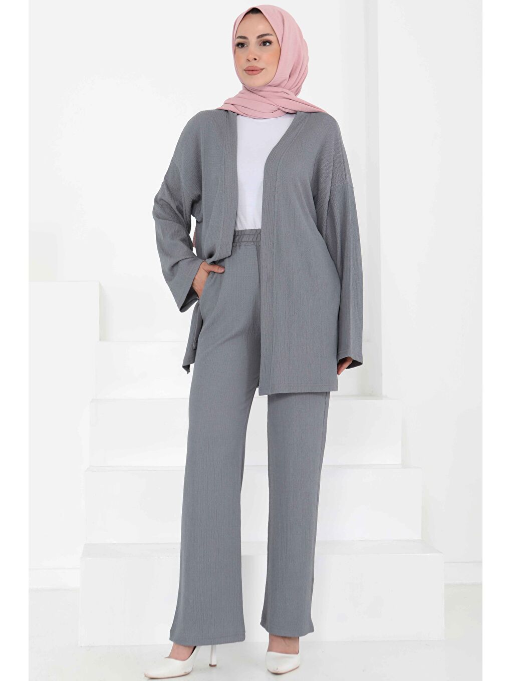 Cepli Kimono Takım Gri - 27131-2