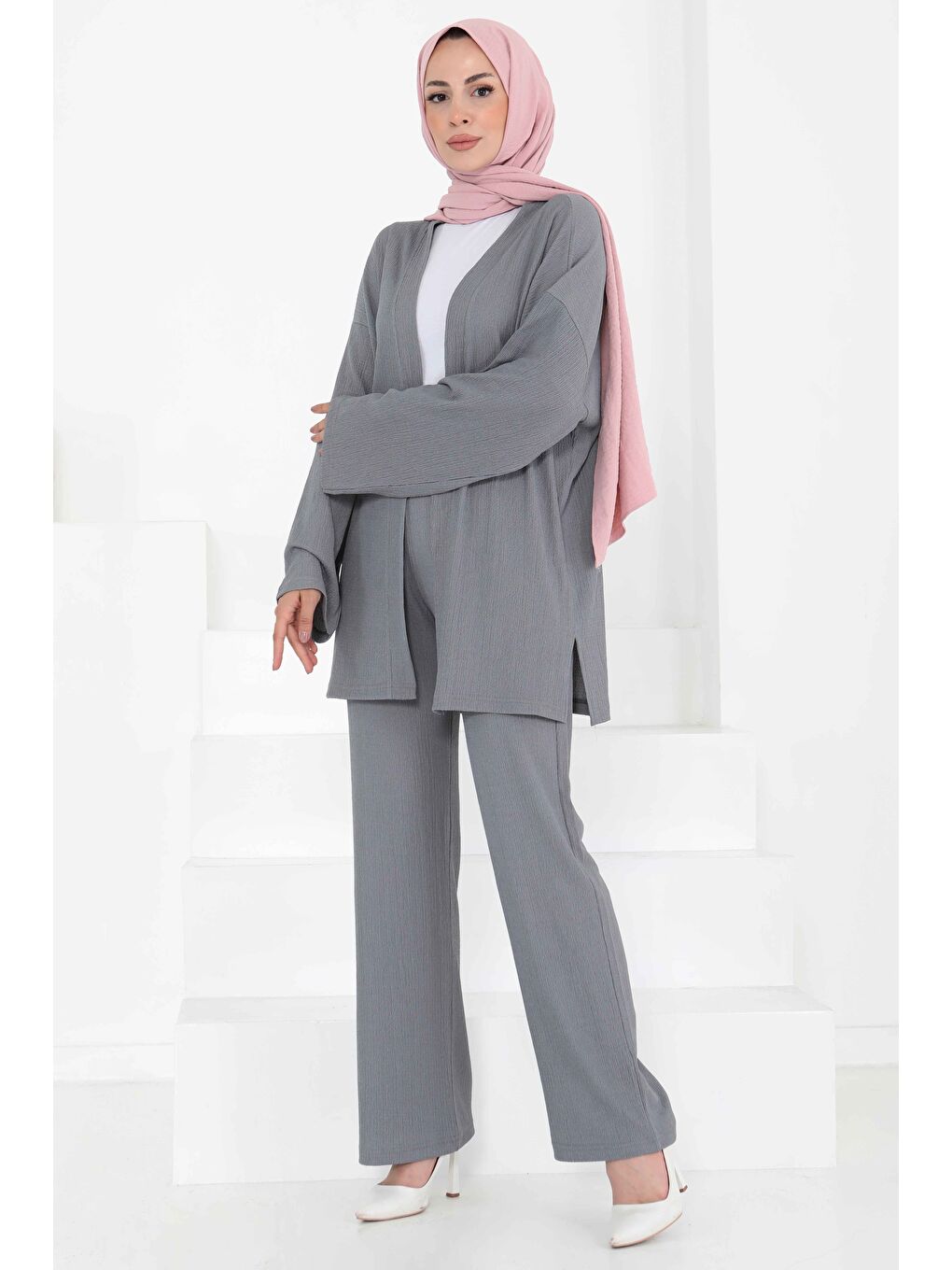 Cepli Kimono Takım Gri - 27131-3