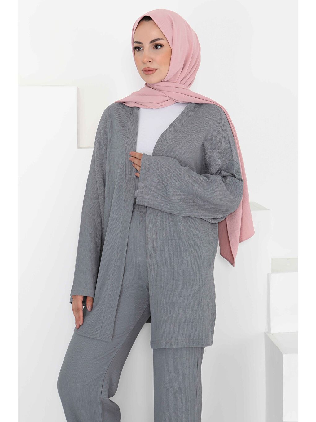 Cepli Kimono Takım Gri - 27131-4