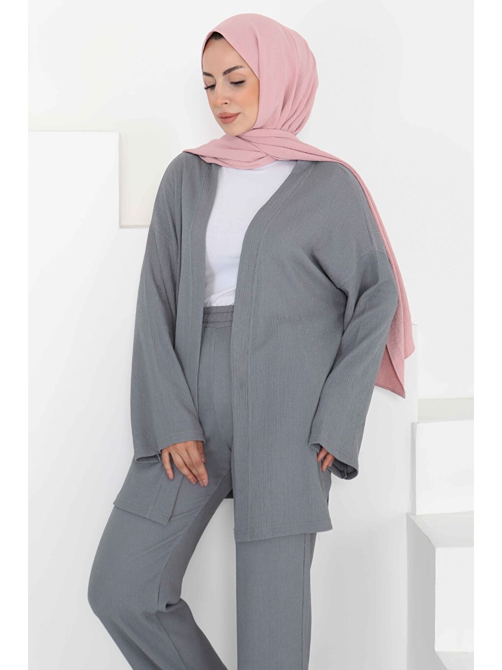 Cepli Kimono Takım Gri - 27131-5