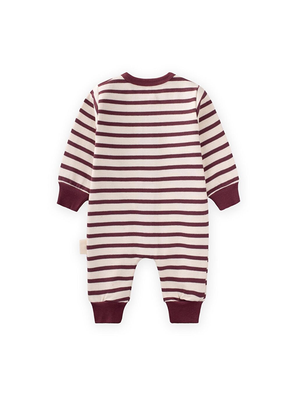 Çizgili Triko Tulum 0-3 Yaş Mürdüm-1