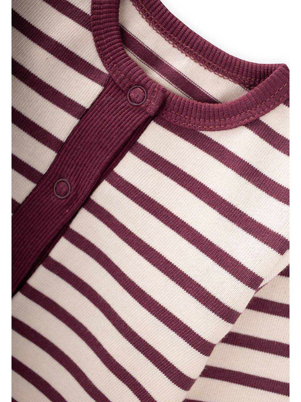 Çizgili Triko Tulum 0-3 Yaş Mürdüm-2