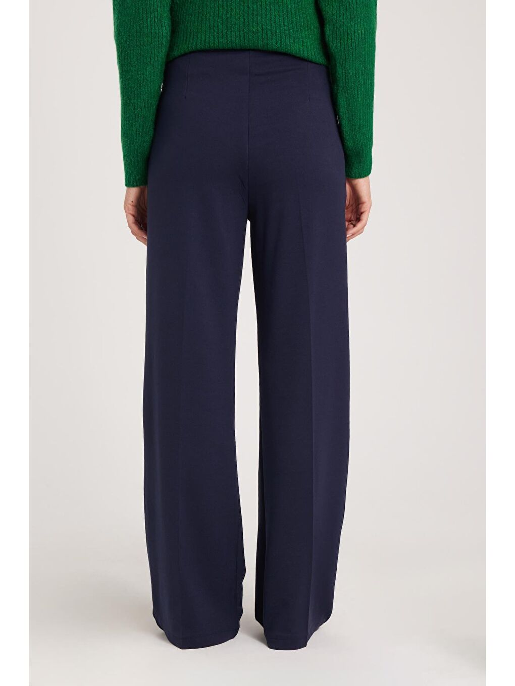 Kadın Regular Fit Klasik Kesim Yüksel Bel Geniş Paça Lacivert Pantolon-6