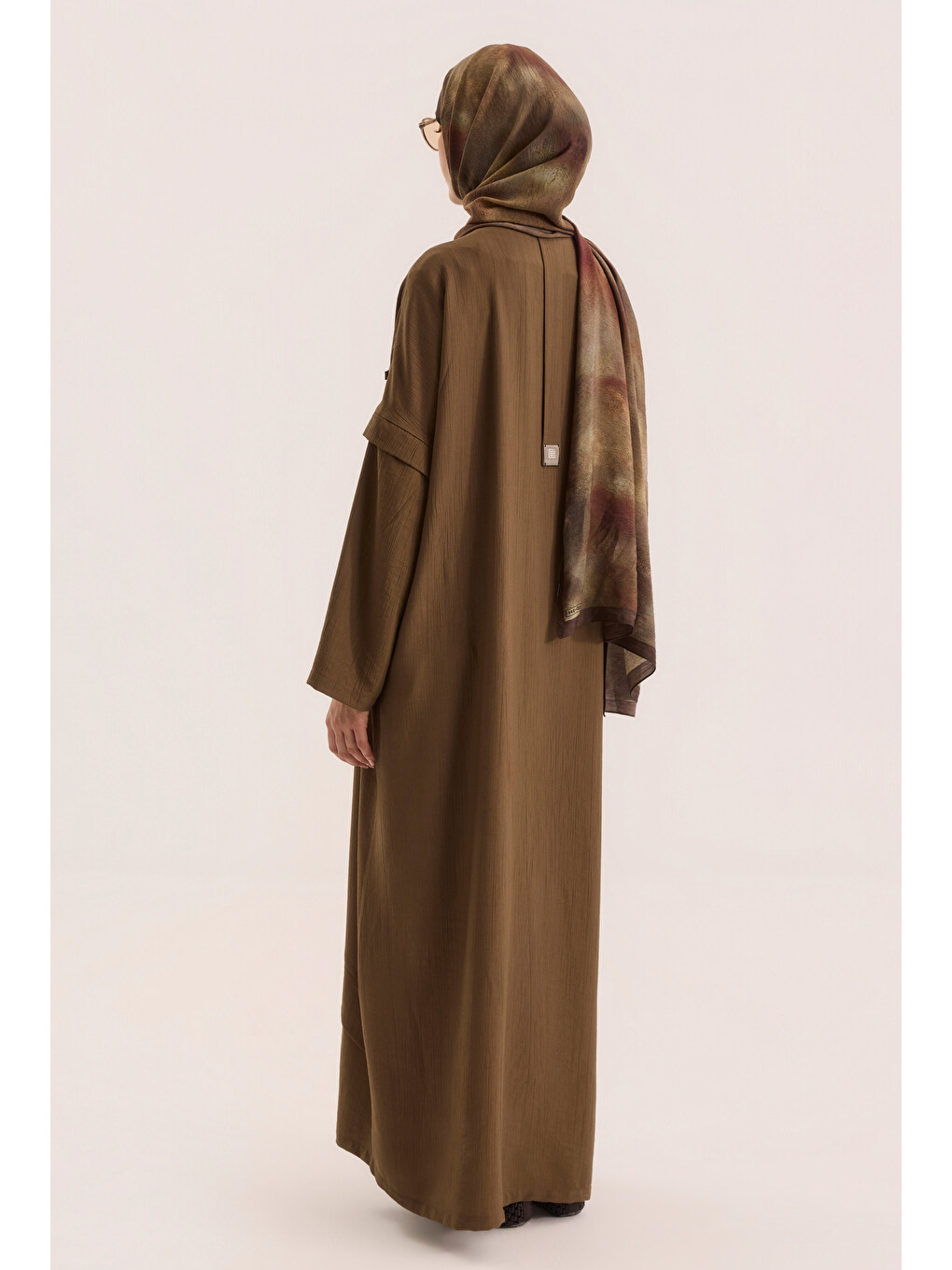 Kahverengi Aller Detaylı Abaya Fındık-3