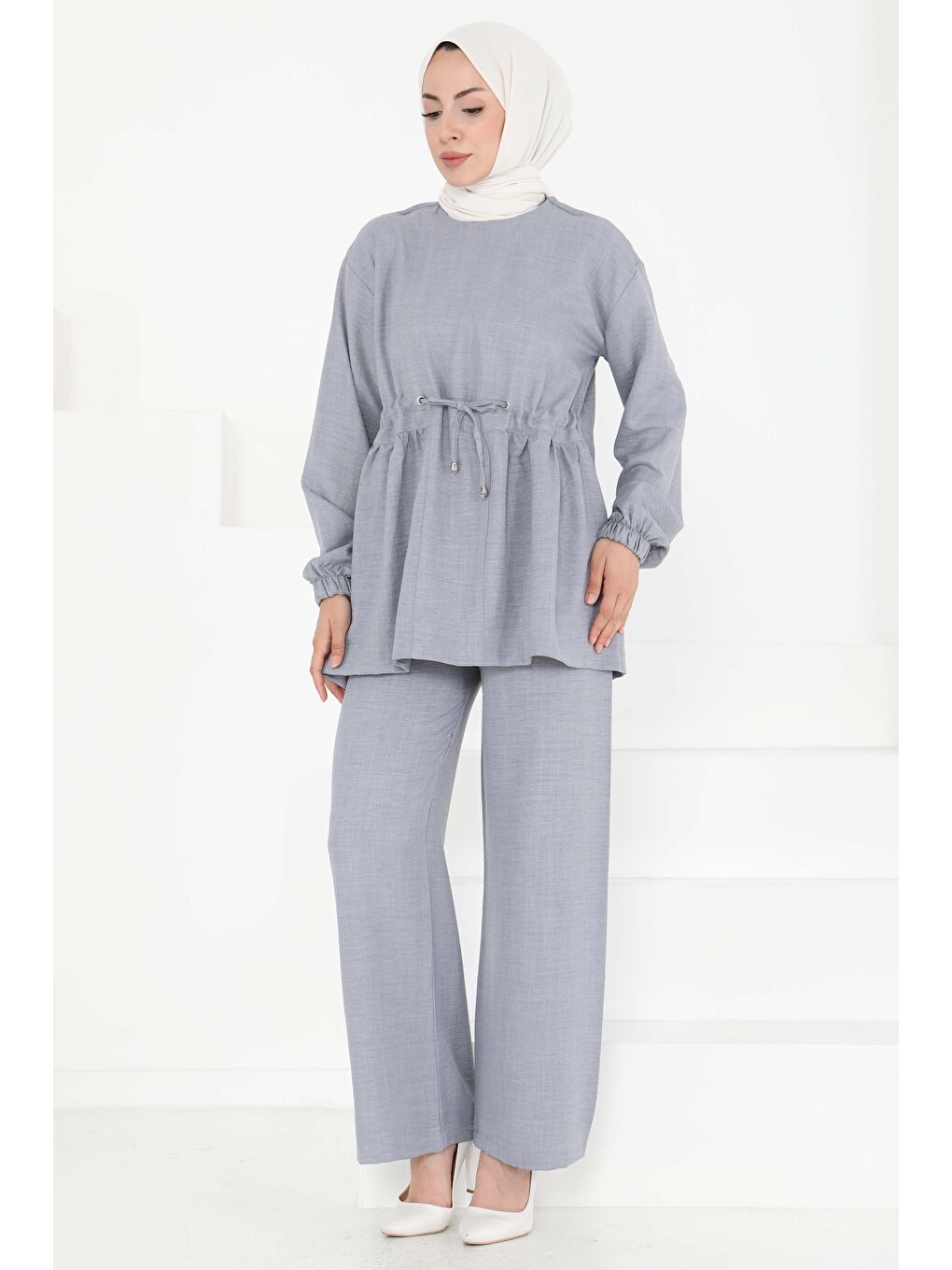 Bağlamalı İkili Takım Gri - 27196-1