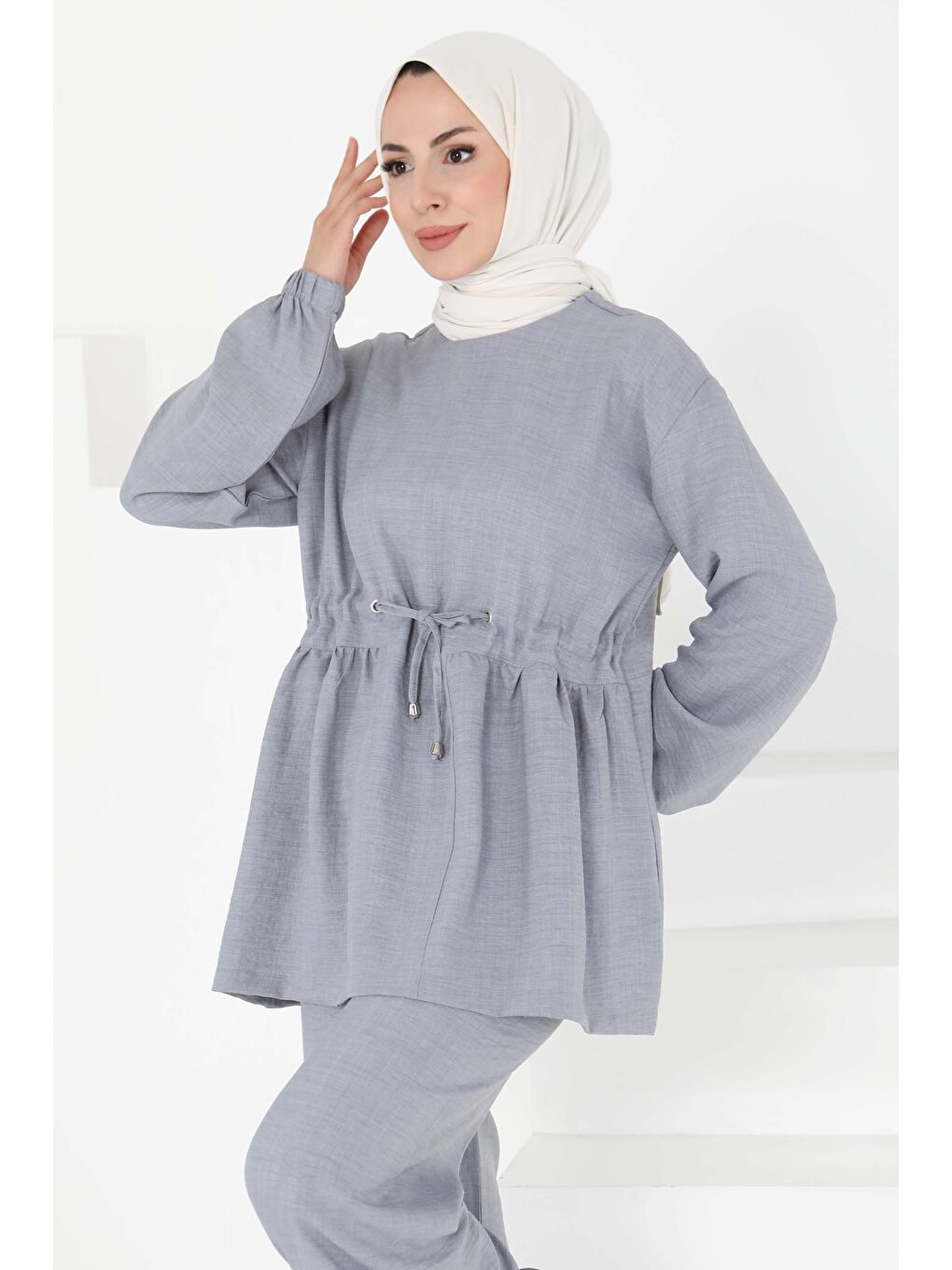 Bağlamalı İkili Takım Gri - 27196-2