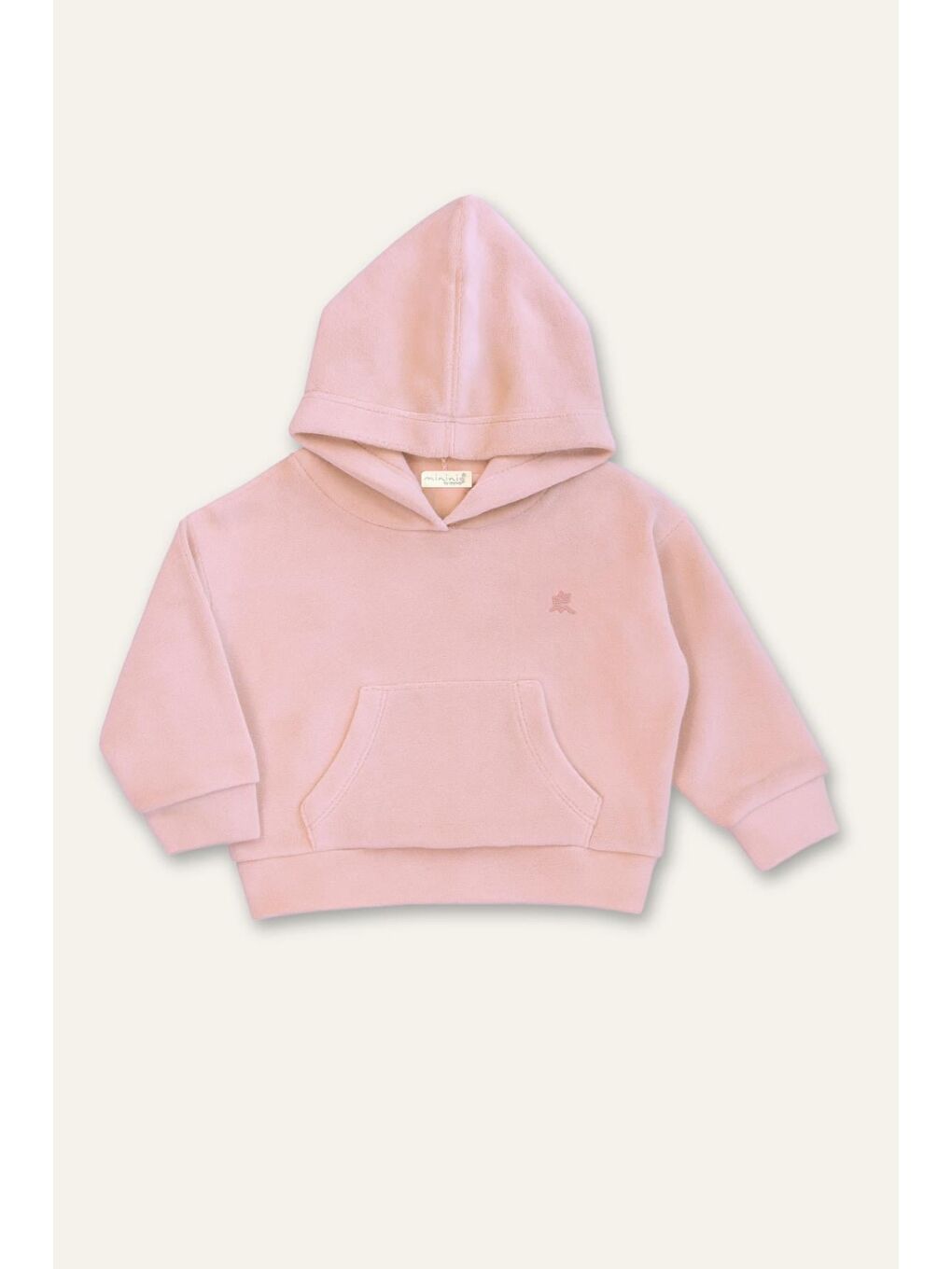 Unisex Çocuk Kapüşonlu Kanguru Cepli Polar İkili Takım - Pembe-1