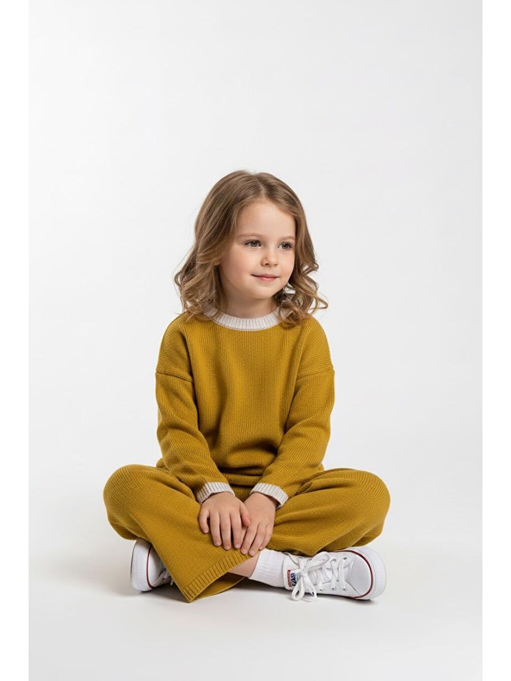 Sarı Triko Kazak Pantolon Takım-1