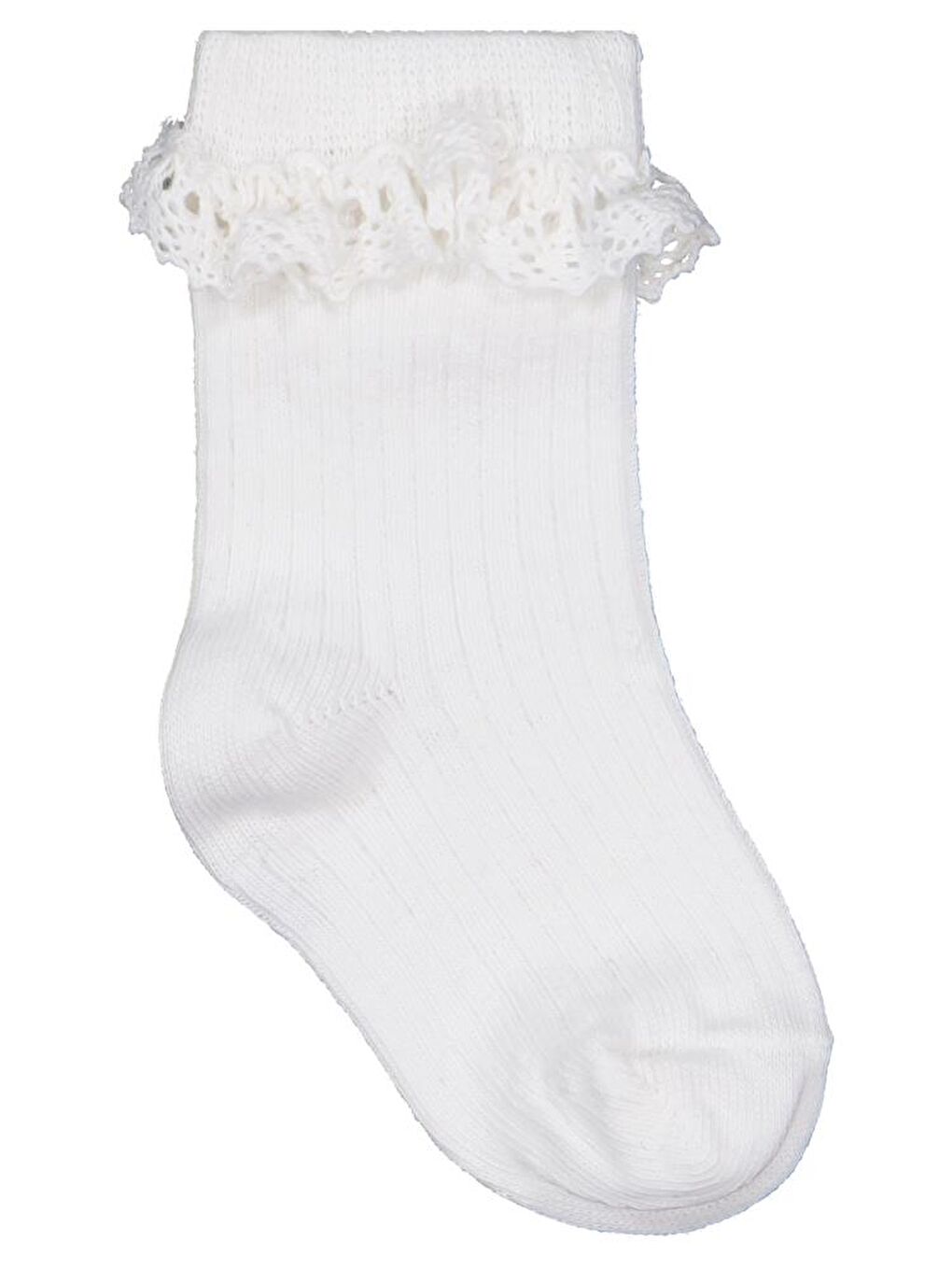 Beyaz Baby Fırfır Aksesuar 3'lü 6-18 Ay Bebek Kız Çorap Set - Standart 12 Ay-2