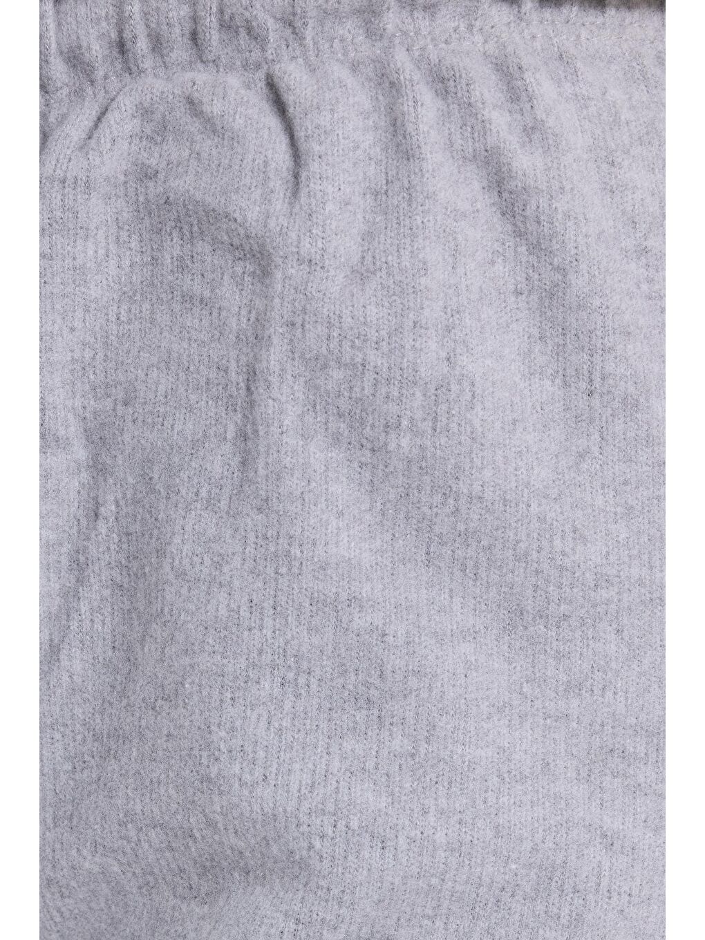 Kadın Relax Fit Rahat Kesim Beli Bağcıklı Geniş Paça Gri Pantolon-5