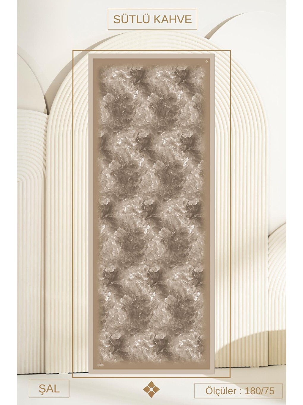 Kahverengi Desenli Kırışık Dokulu Bloom Soft Şal-2