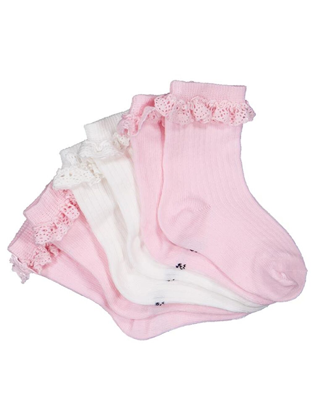 Beyaz Baby Fırfır Aksesuar 3'lü 6-18 Ay Bebek Kız Çorap Set - Standart 12 Ay-6