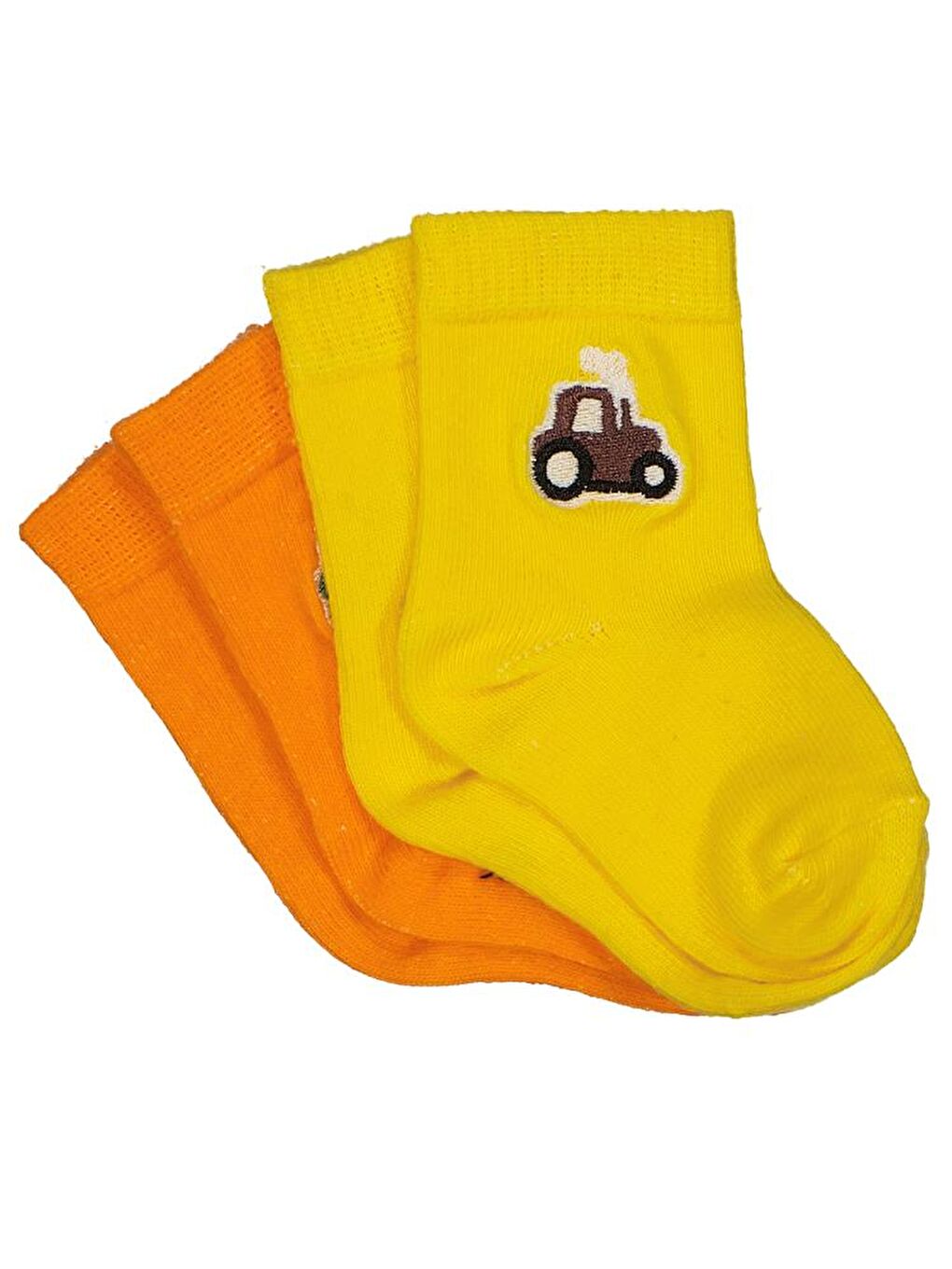Baby Traktör Aksesuar Nakışlı 2'li 6-18 Ay Bebek Erkek Çorap Set - Sarı 12 Ay-3