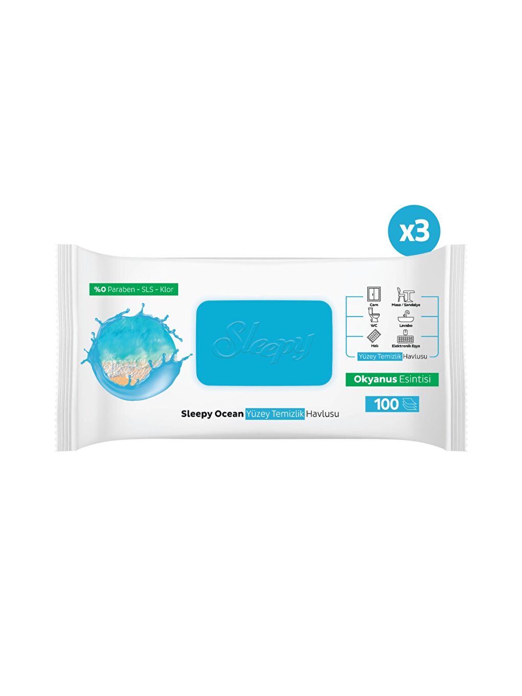 Ocean Yüzey Temizlik Havlusu&Mendili Okyanus Esintisi 3x100 (300 Yaprak)-2