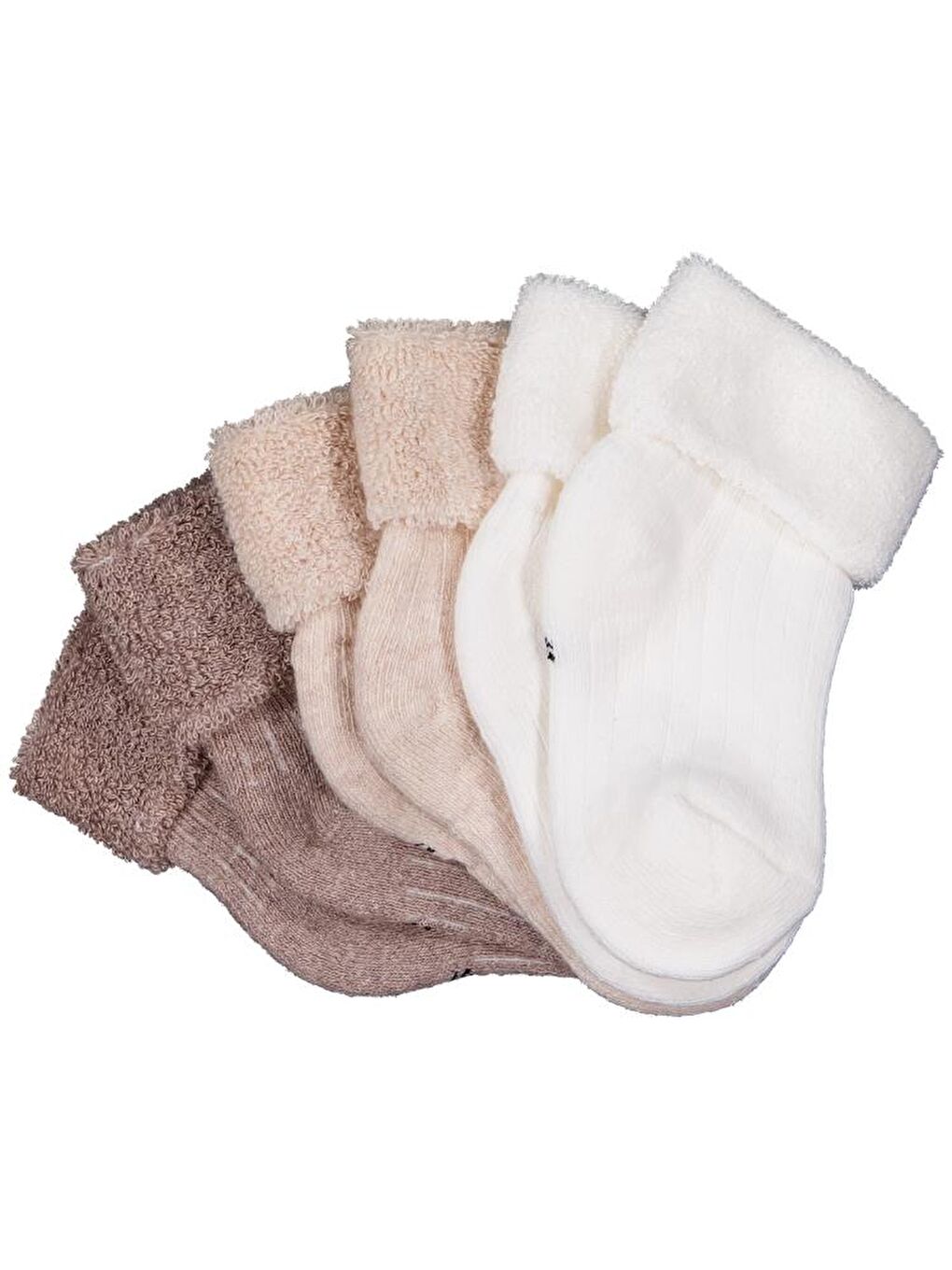 Beyaz Baby Basic Derbili Kıvrık Havlu 6- 3'lü Bebek Erkek Çorap Set - Standart 6 Ay-1