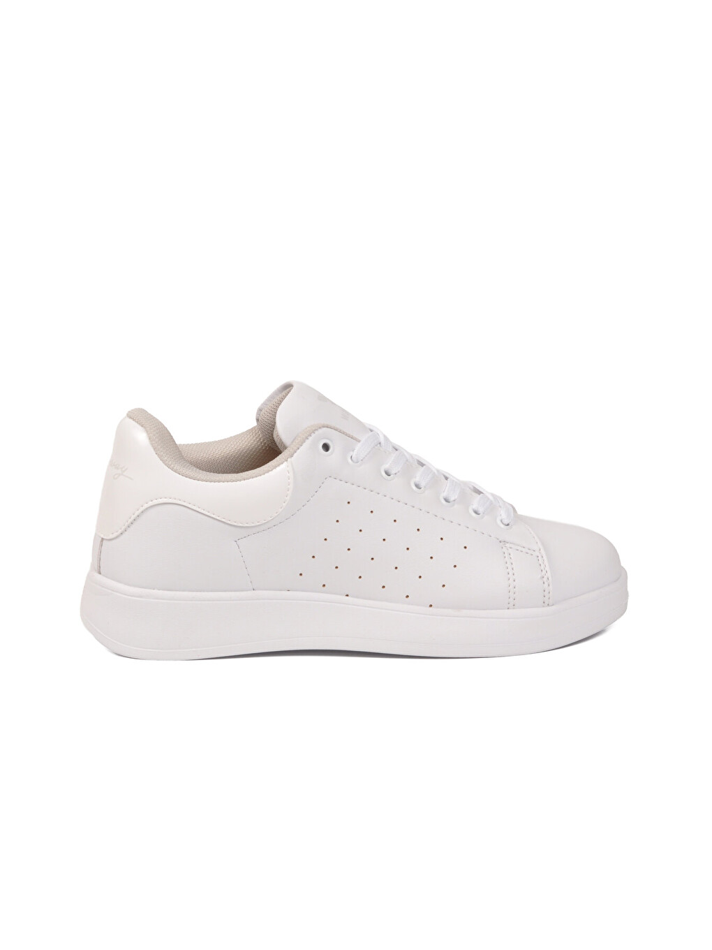 Beyaz Bağcıklı Hafif Unisex Cilt Spor Ayakkabı Costa G-1
