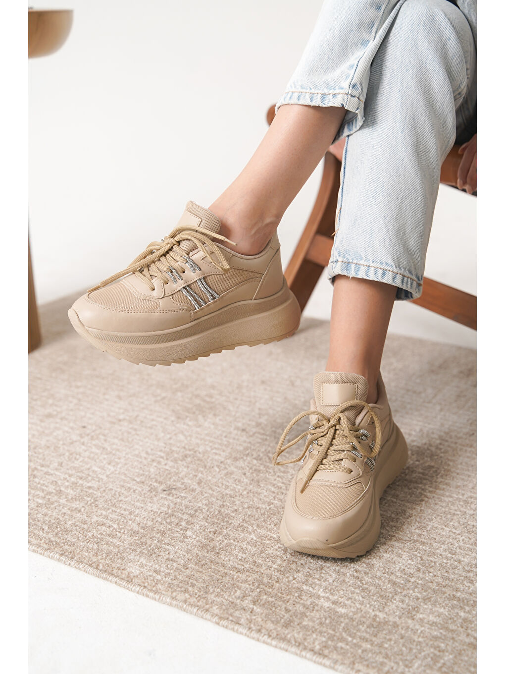 Daxtors Bej D2404 Günlük Ortopedik Kadın Sneaker Spor Ayakkabı - 4