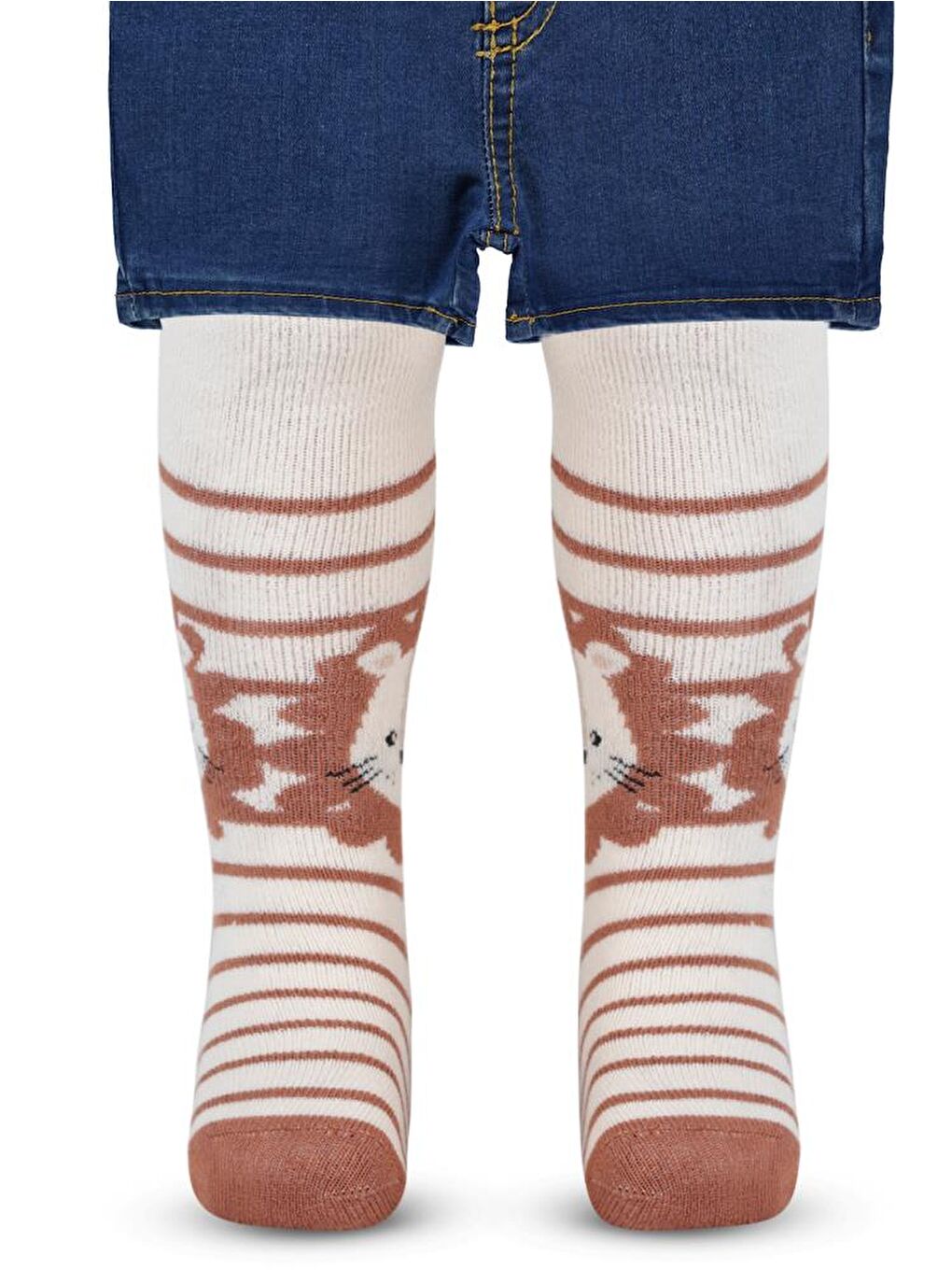 Lila Baby Lion Havlu 6- Bebek Erkek Külotlu Çorap - Ekru 18 Ay