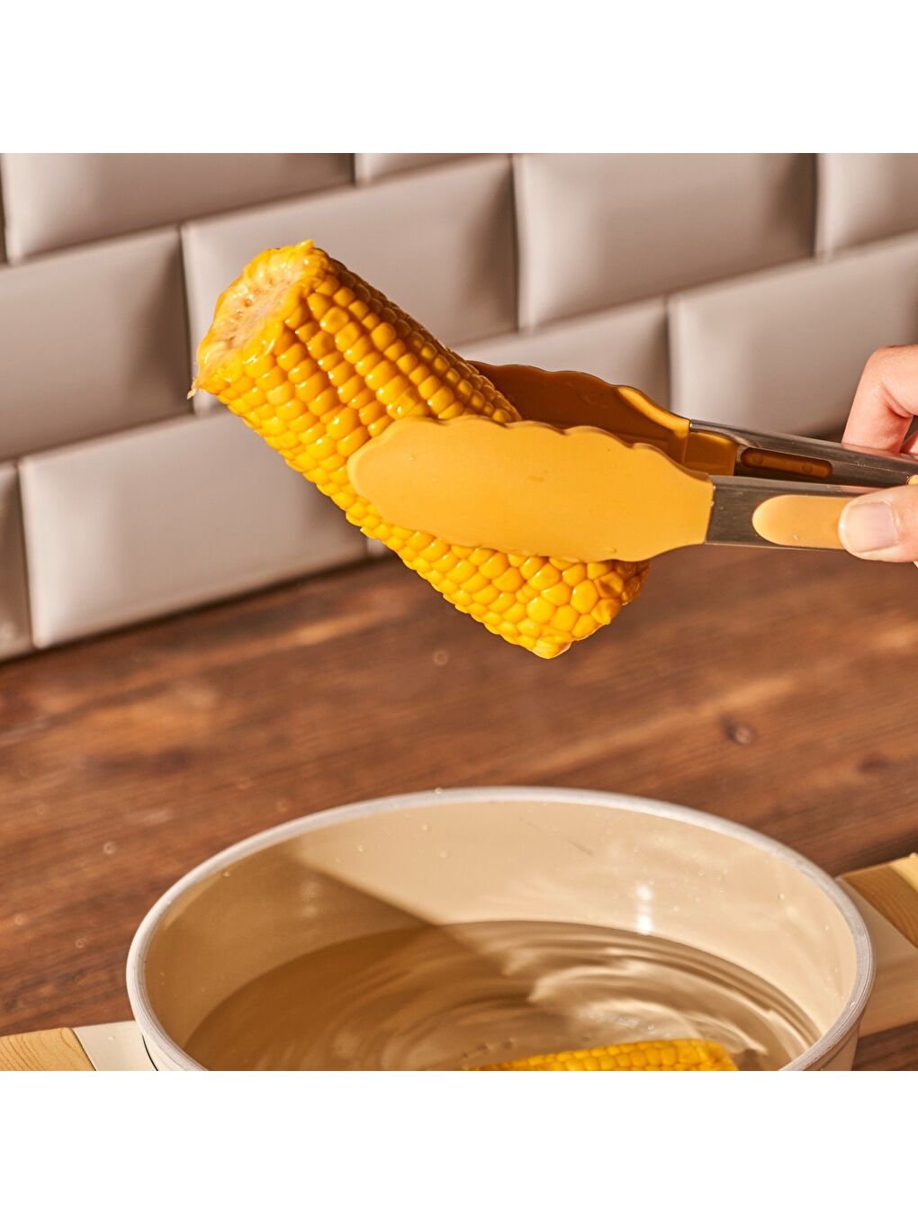 Sarı Olivia 7 Parça Servis Gereçleri Seti Hardal-6