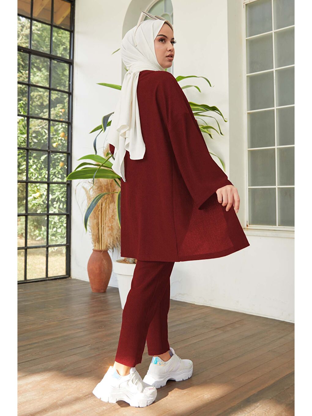 Hırka Pantolon İkili Takım Bordo - 27115-4